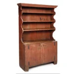 843-621_2_Fine Early American Pewter Cupboard in Old Red Wash, Ex. Henry Ford