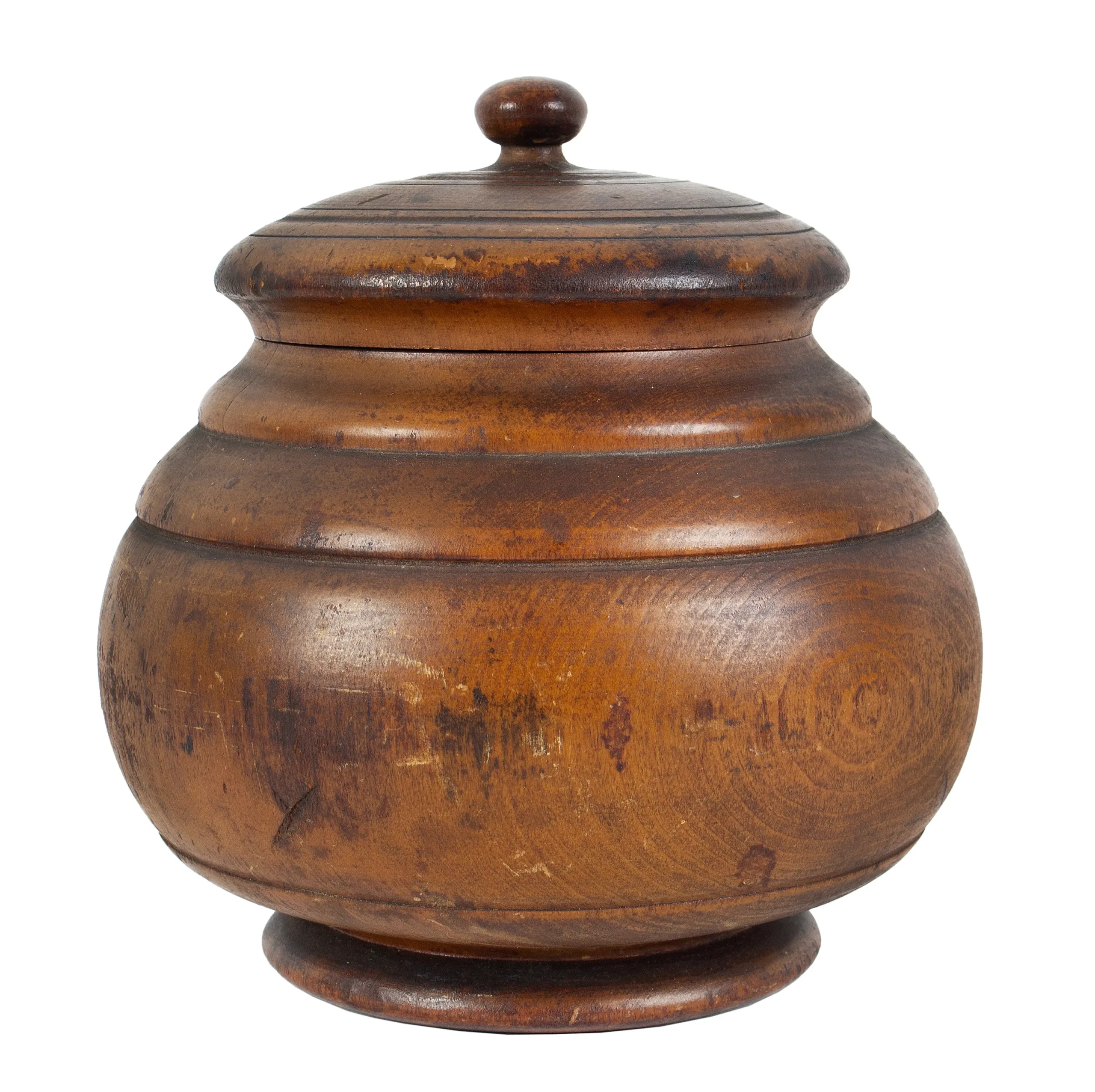 Peaseware Lidded Jar, Spice Canister, Lovely Dark Patina