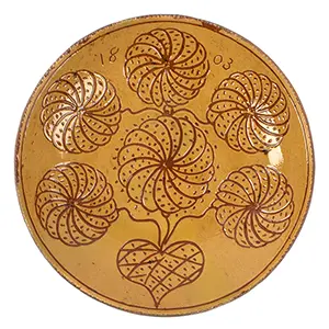 Sgraffito Decorated Redware Plate Made by Jacob Medinger Inventory Thumbnail