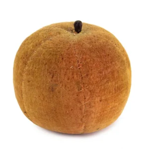 Well Loved Antique Painted Velvet Fruit, Plump Apple Pincushion, Painted Blush Inventory Thumbnail