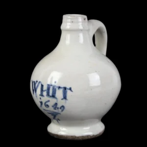 English Delftware WHIT Bottle, Blue and White Dated 1649 Inventory Thumbnail
