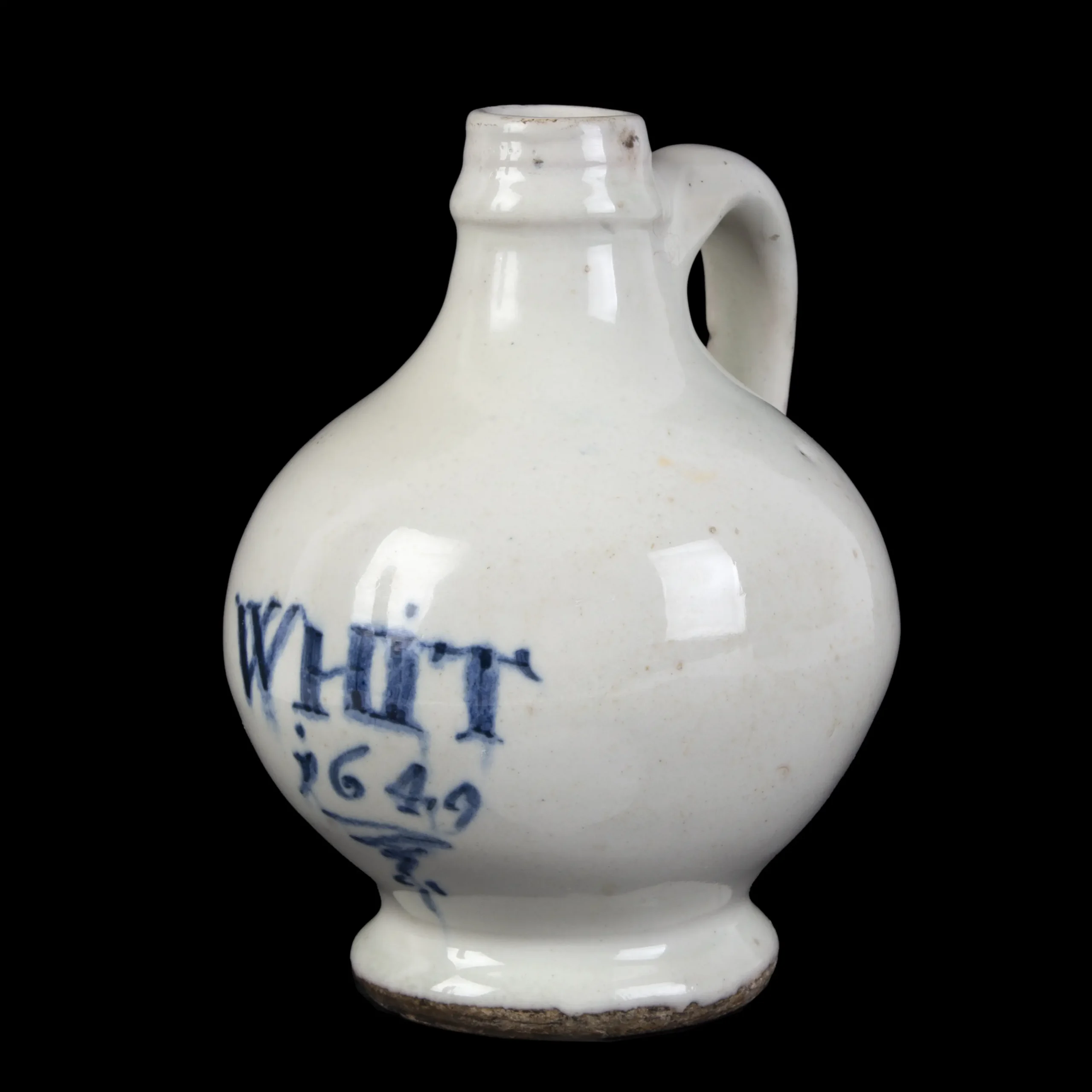 English Delftware WHIT Bottle, Blue and White Dated 1649