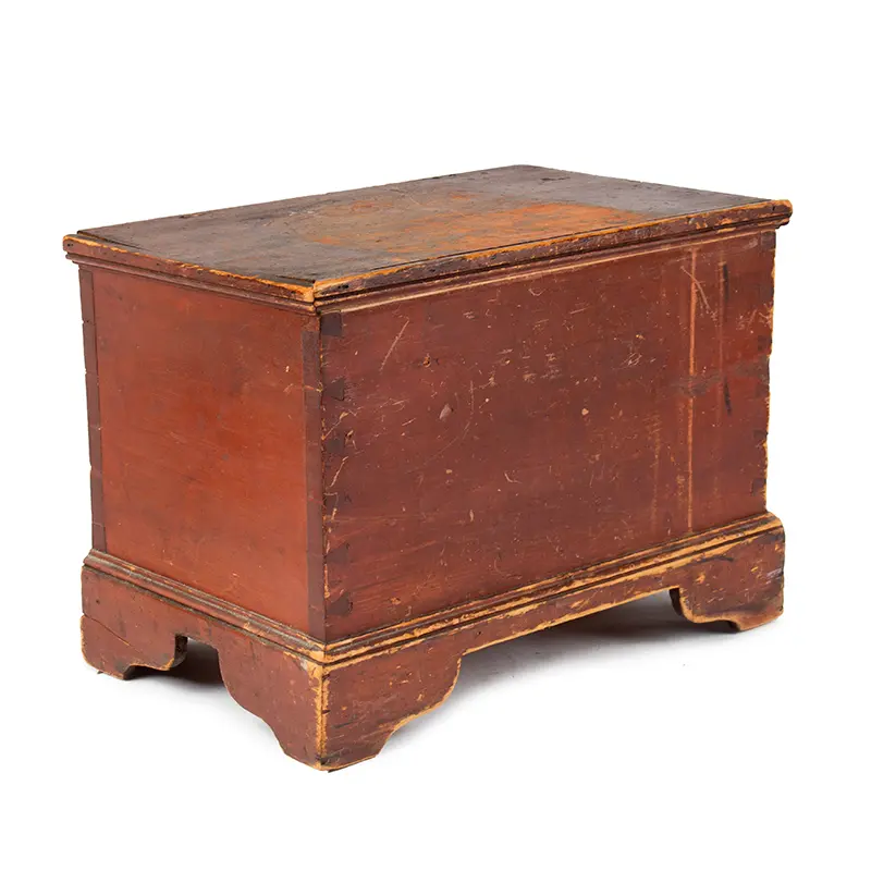 Diminutive New England Blanket Chest with Till Original Red Paint