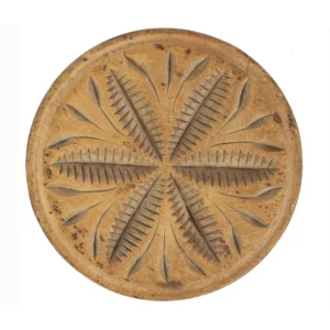 Carved Butter Stamp, Pennsylvania, Six Pointed Star and Sprig Design Inventory Thumbnail