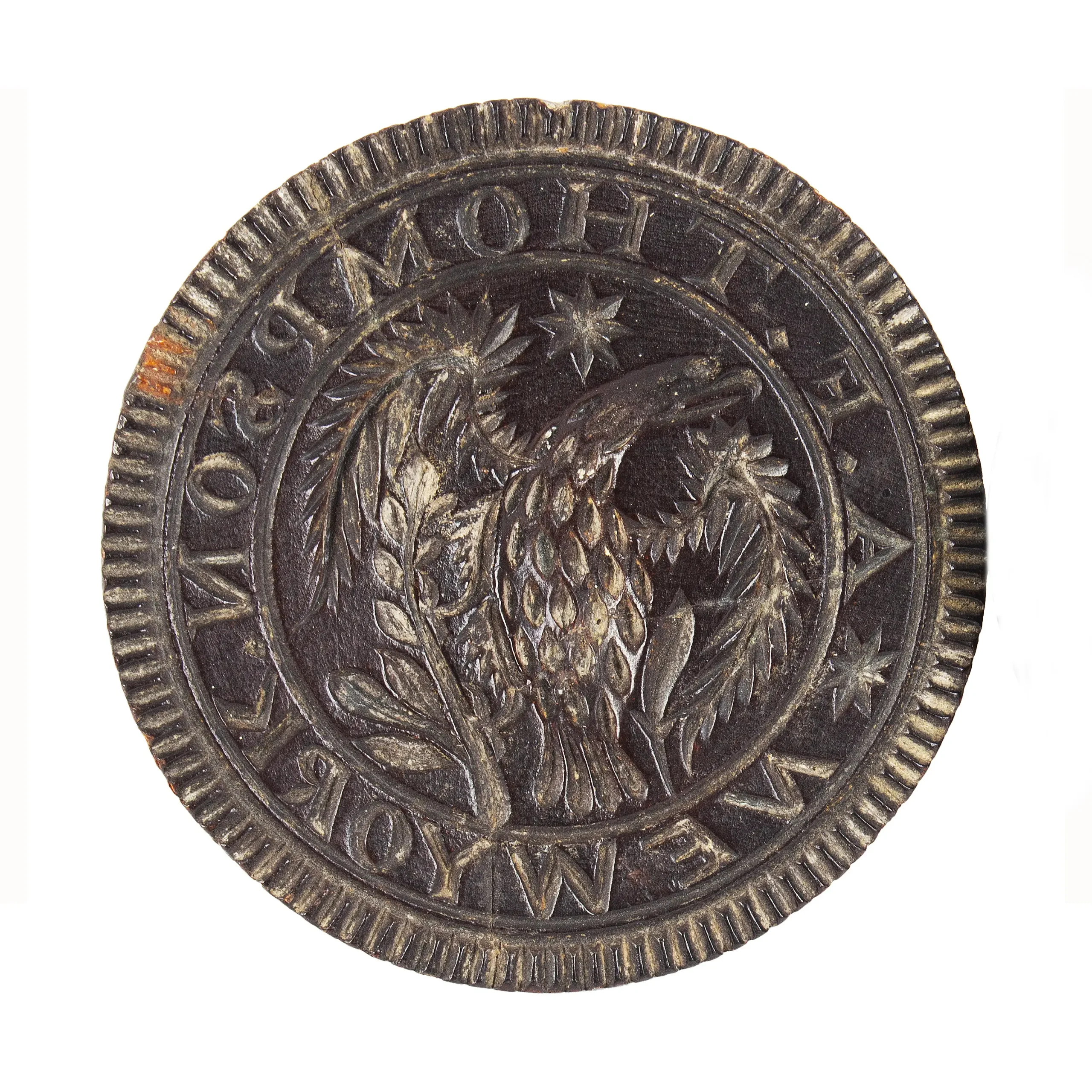 A Carved Butter Print with Owner’s Name, A.E. THOMPSON / NEW YORK