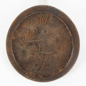 Double Sided Folk Art Carved Butter Print, Man Smoking Pipe Inventory Thumbnail