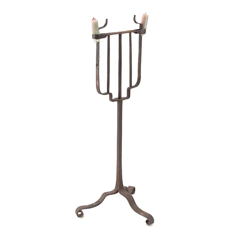 Wrought Iron Tabletop Candle Stand, Dual Sockets
