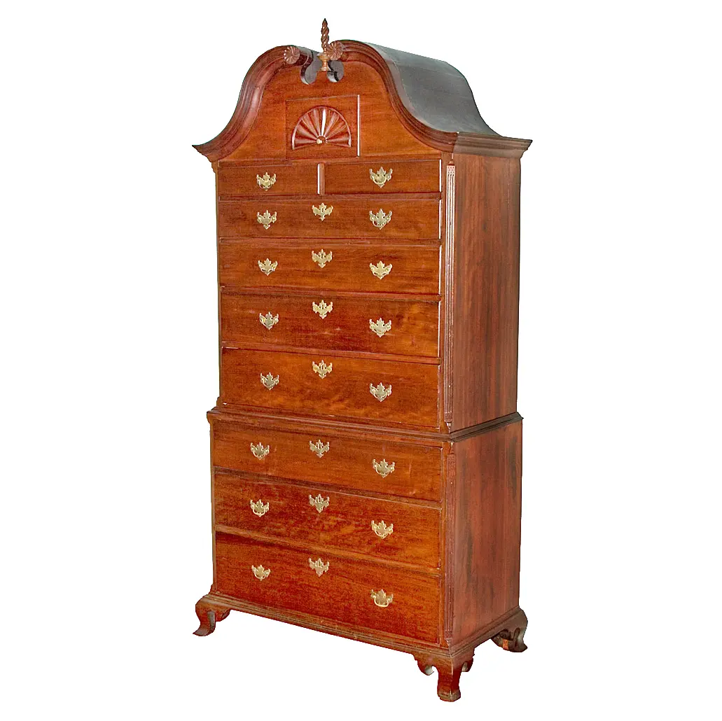 Chippendale Bonnet-Top-Chest-On-Chest