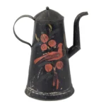 1597-1_1_Toleware Coffee Pot, Black with Red Bird