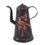 1597-1_2_Toleware Coffee Pot, Black with Red Bird