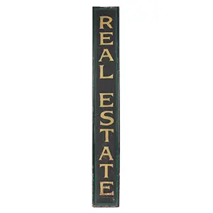 Vertical Trade Sign – Real Estate – Gold Gilt Lettering on Smaltz, Green Trim Inventory Thumbnail