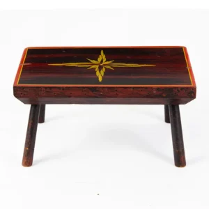 Paint Decorated Foot Stool – Cricket in Original Paint, Star Decoration Inventory Thumbnail