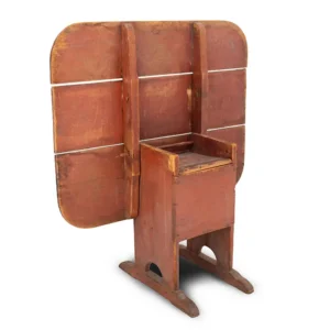 A Rare Small Size Hutch Table in Original Red Paint, Original Shoe Feet & Paint Inventory Thumbnail
