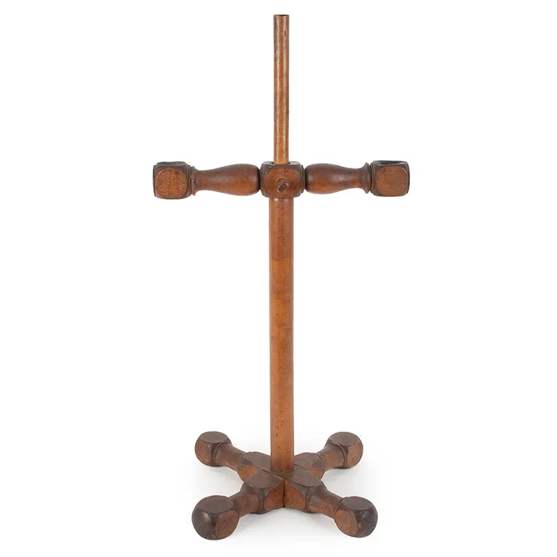 Candlestand, Double Socket Block and Turned Floor or Table Lighting Device