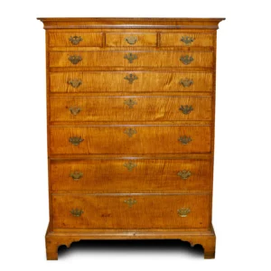 Chippendale Tiger Maple Tall Chest of Drawers, Southeastern Massachusetts Inventory Thumbnail