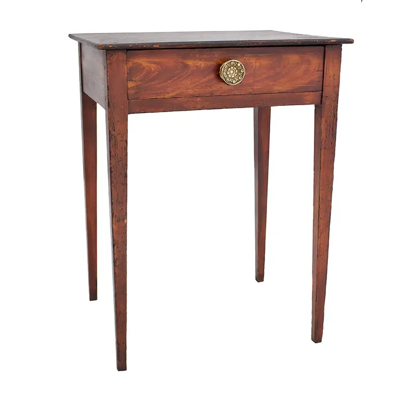 Paint Decorated One-Drawer Stand, Faux Grained Hepplewhite Table