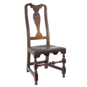 New England William and Mary Side Chair, Original Leather Seat Inventory Thumbnail