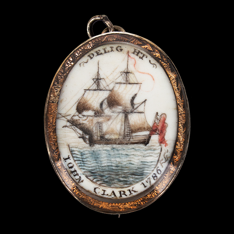 Maritime Portrait Brooch of the Brig Delight, John Clark, 1786