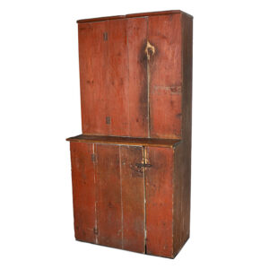 New England Step-Back Cupboard, Original Red Paint Inventory Thumbnail