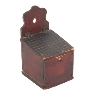 A Small Wallbox, Original Red Paint, Carved Lid and Front Panel Inventory Thumbnail