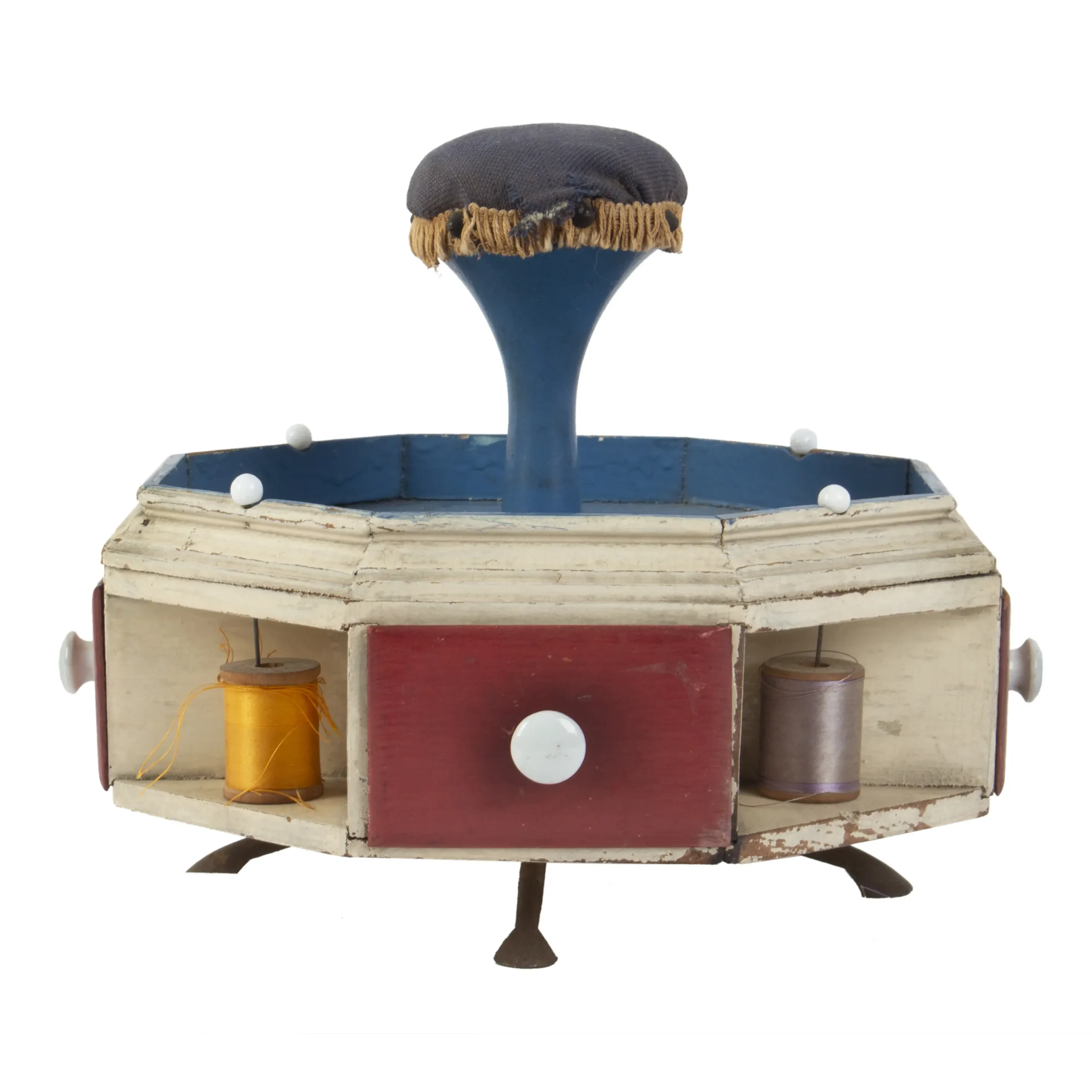 Painted Revolving Sewing Caddy-Spook Holder, Sewing Companion