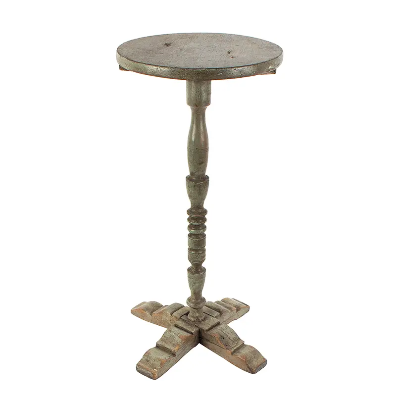 Cruciform Base Candlestand In Old Paint