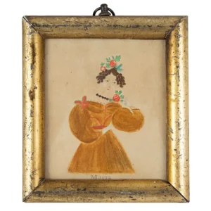 Small Watercolor Portrait of Young Girl Wearing Puffy Sleave Dress, Maria Inventory Thumbnail
