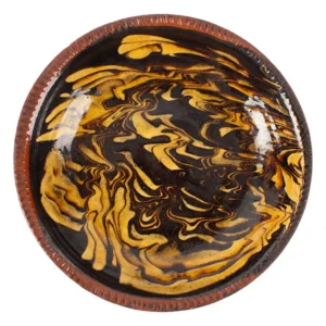 Late 19th Century Marbled Slip Decorated Red Earthenware Dish Inventory Thumbnail