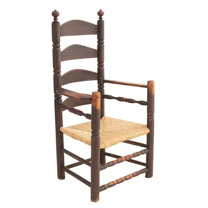 Armchair, Blade-Arm Ladderback, New York Great Chair in Old Surface