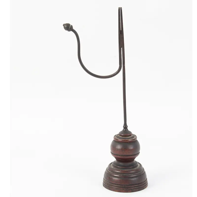 A Fine and Delicate English Rushlight with Acorn Counterweight