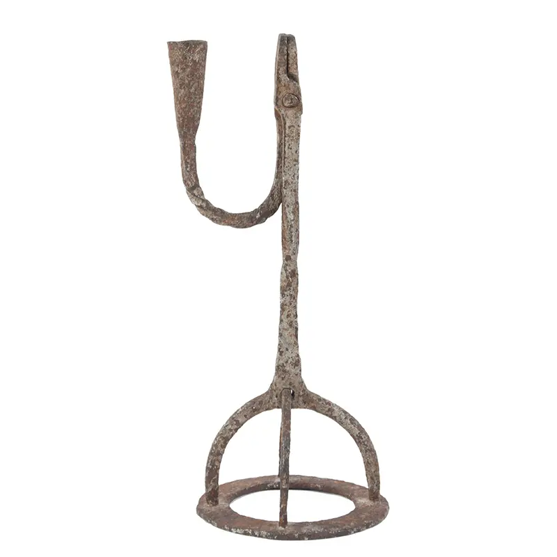 Combination Rushlight and Candle Holder with Crown Base