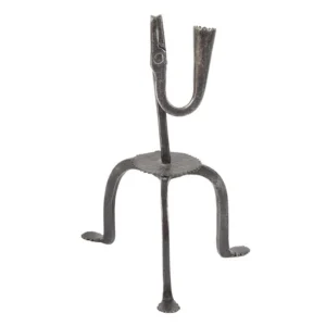 Tripod Base Rushlight Holder with Serrated Candle Cup Counterweight Inventory Thumbnail