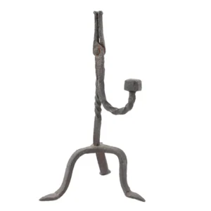 Twisted Stem Rushlight Holder with Candle Counterweight, Probably England Inventory Thumbnail
