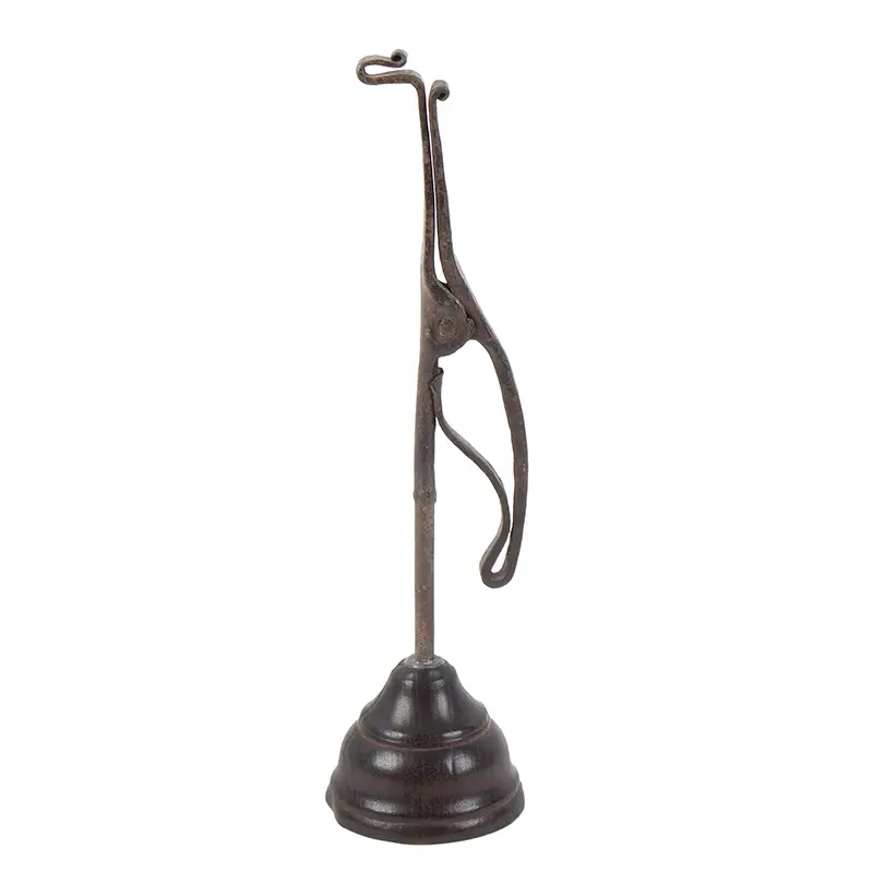 Iron Splint Holder with Turned Fruitwood Base