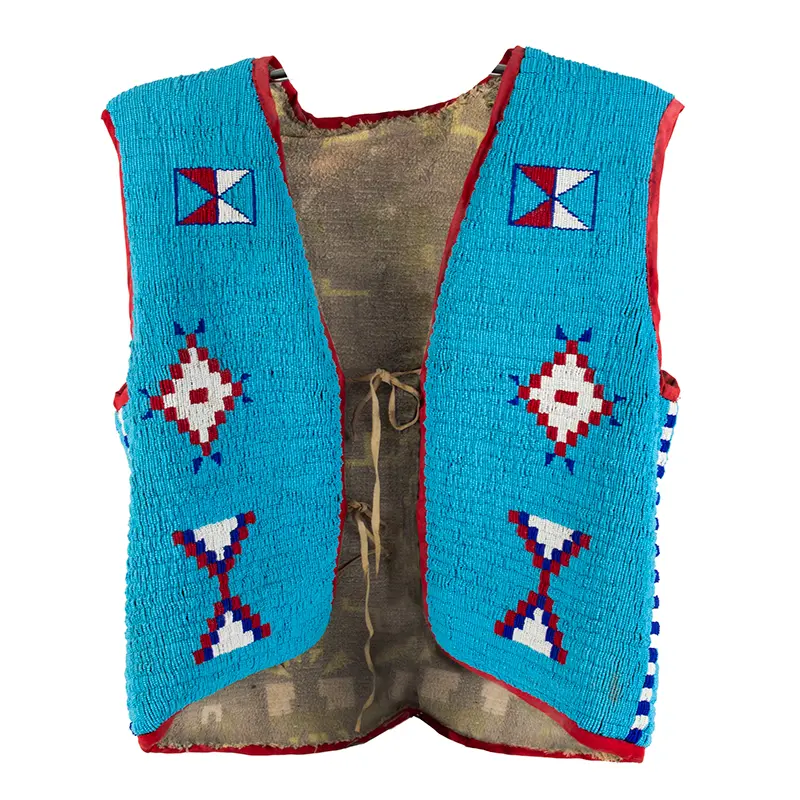 Native American Fully Beaded Vest, Patriotic Composition and Traditional Design