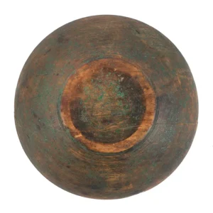 Very Small Treen Bowl, Turned Wood Bowl in Green Paint Inventory Thumbnail