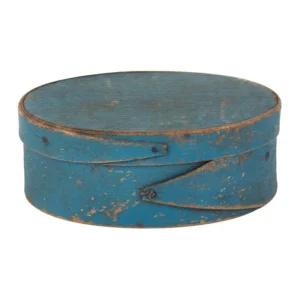 Small Bentwood Oval Pantry Box in Original Blue Paint, Tack & Peg Joinery Inventory Thumbnail