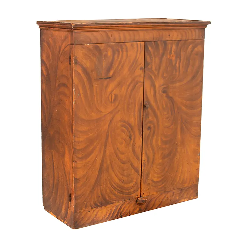 Paint Decorated Hanging Wall Cupboard, Likely Vermont