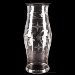 A Fine Blown and Engraved Hurricane Shade, Colorless Glass Candle Shade Inventory Thumbnail