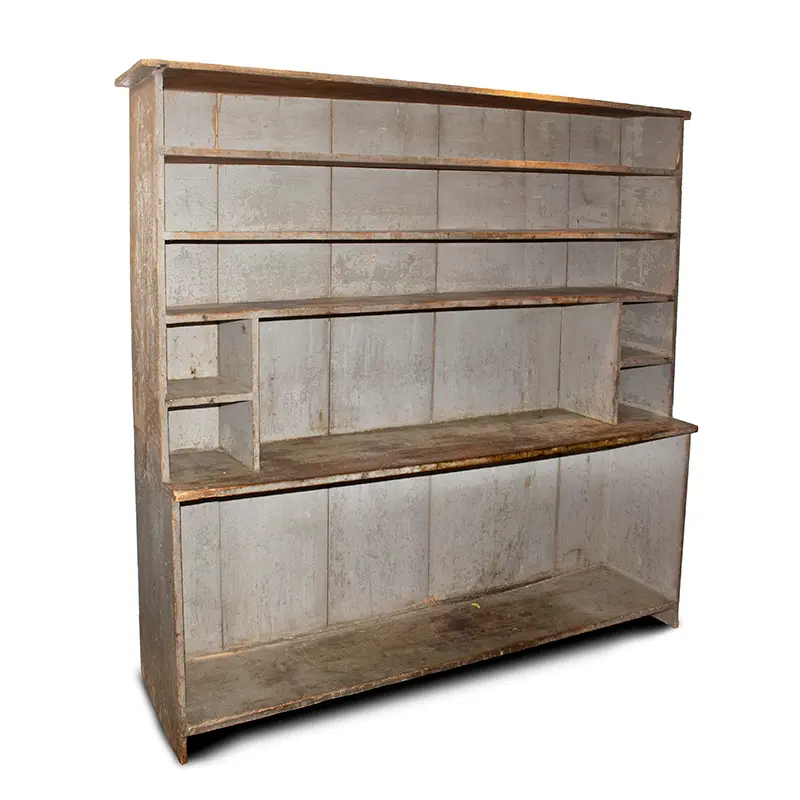 Buttery / Pantry Cupboard, Original Midtone Cool Gray Paint, New England