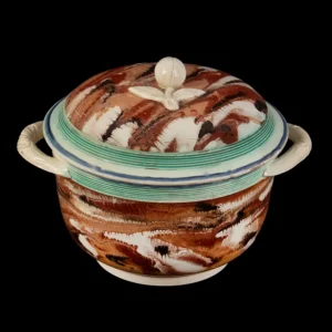 Mocha, A Fine & Rare Covered, Handled, Slip Marbled, Combed, & Rouletted Bowl Inventory Thumbnail
