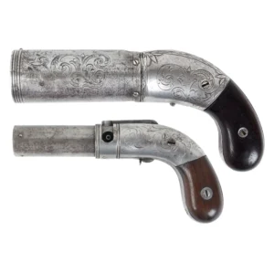 Exceptional Assembled Pair of Rare Pecare & Smith New York Percussion Pepperbox Pistols, Representing Both Known Models Inventory Thumbnail