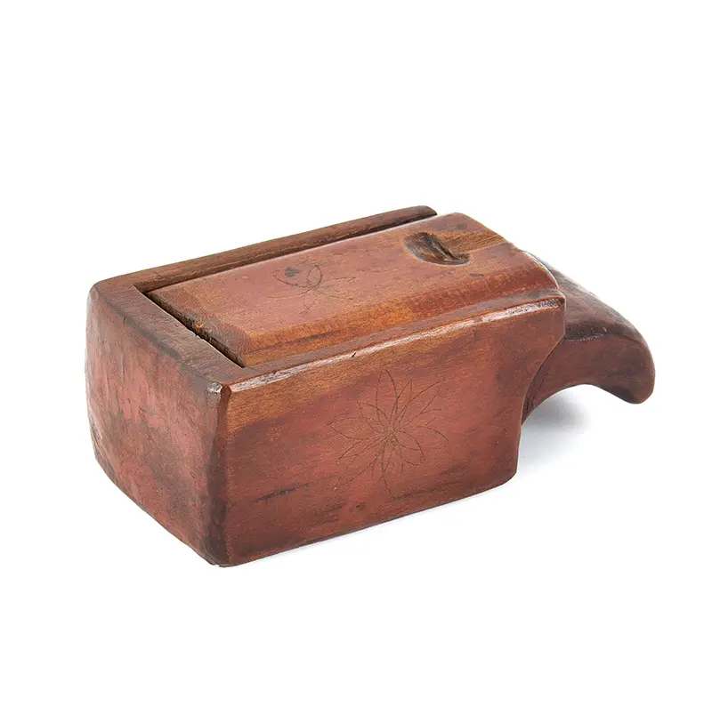 Carved Slide-lid Box with Handle and Incised Compass Stars