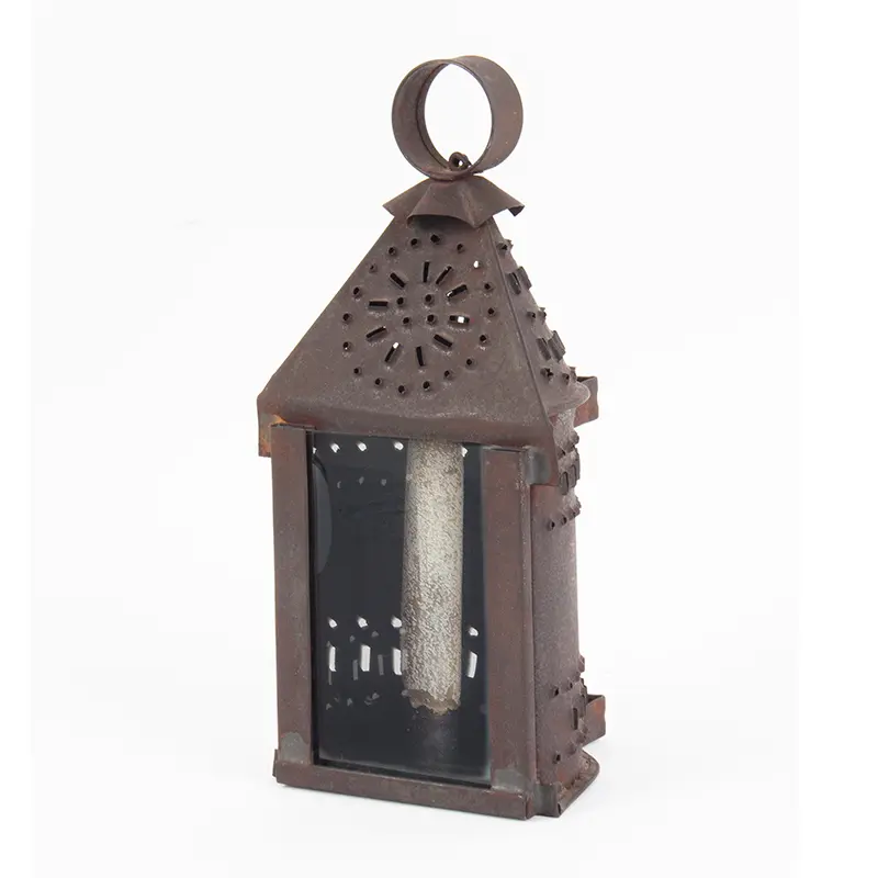 Small, Punched Tin Lantern, Half Round, Carrying Ring, Heat Reflector