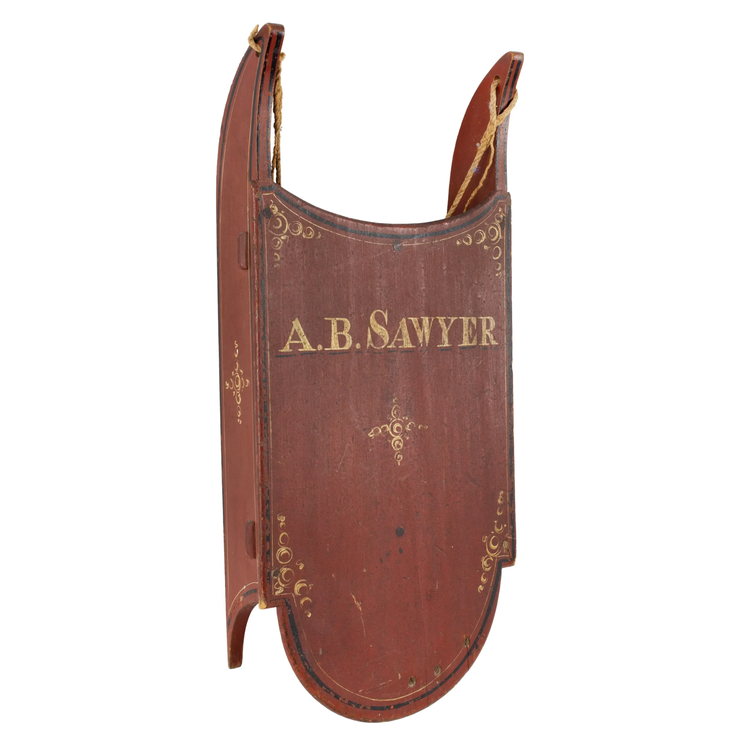 Paint Decorated Child’s Sled, A.B. Sawyer, Limington, Maine, Original Paint