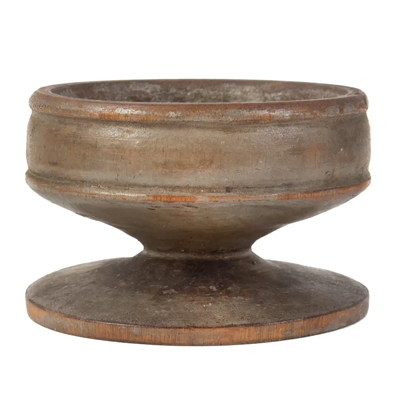 A Treen Master Salt, a Pedestal Open Salt Cellar in Original Paint
