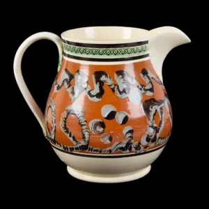 Mochaware Pottery Jug, Earthworm Slip Decorated, Staffordshire Inventory Thumbnail