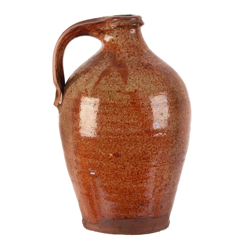 19th Century Redware Jug with Impressed Potter’s Initials, Western New York