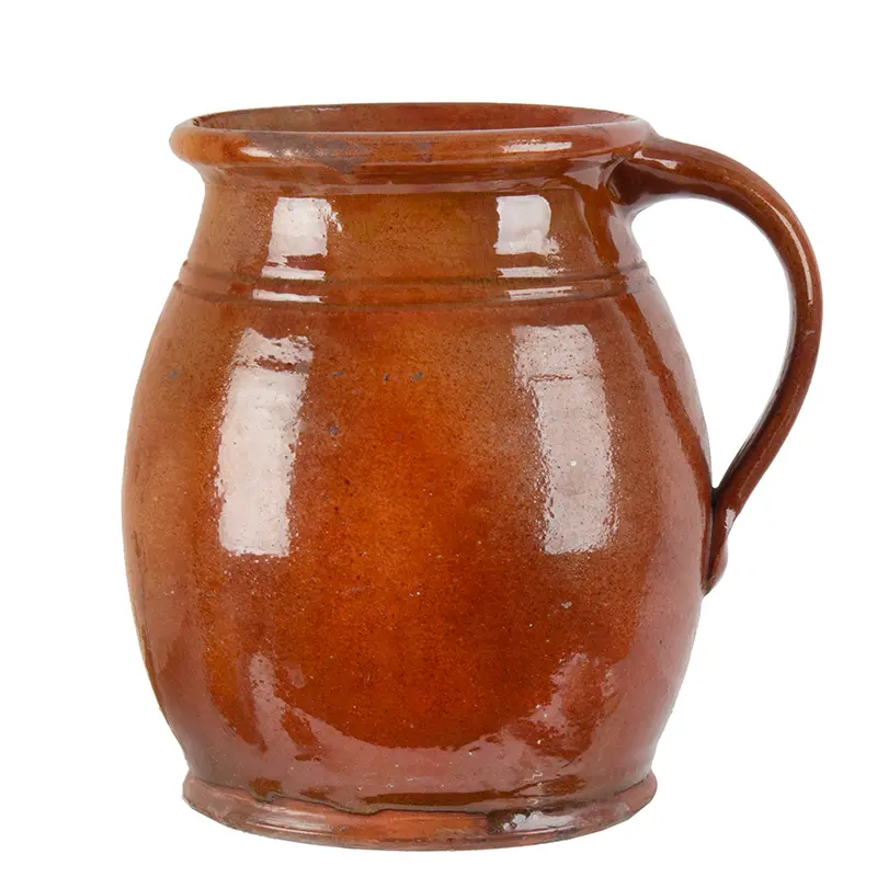 Early 19th Century Redware Handled Pot