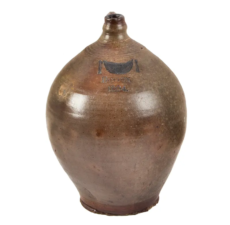 Early 19th Century “Boston” Stoneware Jug Made at Frederick Carpenter’s Pottery